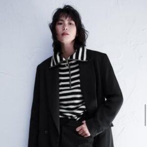 Zara Striped Quarter Zip Sweater